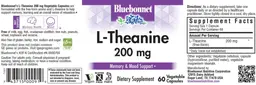Label for L-Theanine 200 mg