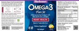 Label for Omega-3 Fish Oil Heart Health Lemon Flavor