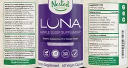 Label for Luna Gentle Sleep Supplement