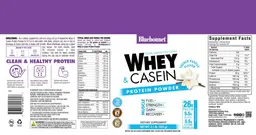Label for Whey & Casein Protein Powder French Vanilla Flavor