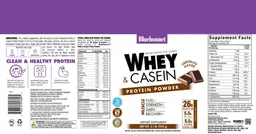 Label for Whey & Casein Protein Powder Chocolate Flavor
