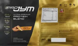 Label for Pro JYM Chocolate Peanut Butter