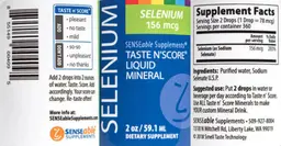 Label for Taste N'Score Liquid Selenium 156 mcg
