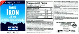 Label for Ionic Iron 22 mg