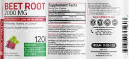 Label for Beet Root 2000 mg