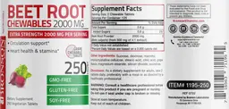 Label for Beet Root Chewables Grape 2000 mg