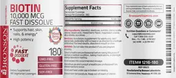 Label for Biotin 10,000 mcg Fast Dissolve Mixed Berry Flavor