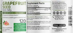 Label for Grapefruit Seed 500 mg