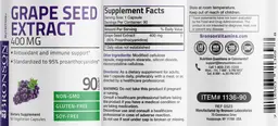 Label for Grape Seed Extract 400 mg