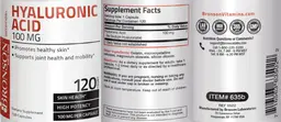 Label for Hyaluronic Acid 100 mg