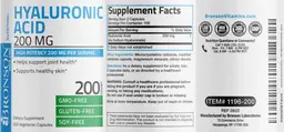 Label for Hyaluronic Acid 200 mg