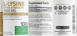 Label for L-Lysine Extra Strength 1000 mg
