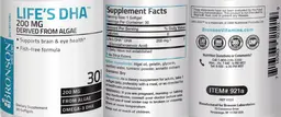Label for Life's DHA 200 mg