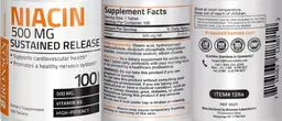 Label for Niacin 500 mg Sustained Release