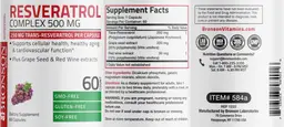 Label for Resveratrol Complex 500 mg