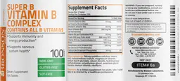 Label for Super B Vitamin B Complex