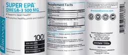 Label for Super EPA 500 Omega-3 Fatty Acids