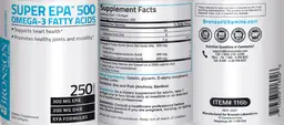Label for Super EPA 500 Omega-3 Fatty Acids