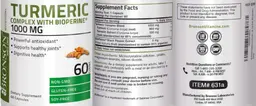 Label for Turmeric Complex 1000 mg with BioPerine
