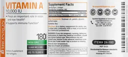 Label for Vitamin A 10,000 IU