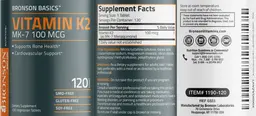 Label for Vitamin K2 100 mcg
