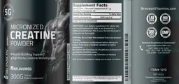 Label for Micronized Creatine Powder Unflavored