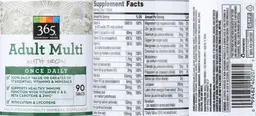 Label for Adult Multi with Iron