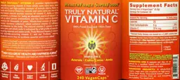 Label for Truly Natural Vitamin C