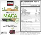 Label for Perfect Maca Dark Cherry Flavor