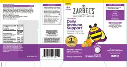 Label for Children's Daily Immune Support Natural Tropical Fruit Flavor