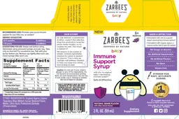 Label for Immune Support Syrup Natural Grape Flavor