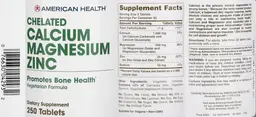 Label for Chelated Calcium Magnesium Zinc
