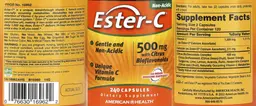 Label for Ester-C 500 mg with Citrus Bioflavonoids
