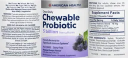 Label for Chewable Probiotic Natural Grape Flavor