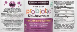 Label for Probiotic KidChewables Natural Grape Flavor