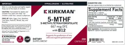 Label for 5-MTHF 667 mg DFE with B12