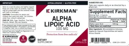 Label for Alpha Lipoic Acid 100 mg