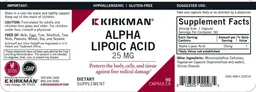 Label for Alpha Lipoic Acid 25 mg