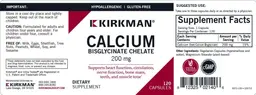 Label for Calcium Bisglycinate Chelate 200 mg