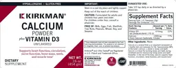 Label for Calcium With Vitamin D-3 Unflavored Powder