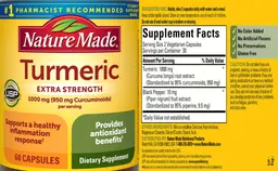 Label for Turmeric Extra Strength 1000 mg (950 mg Curcuminoids)