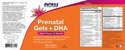 Label for Prenatal Gels + DHA
