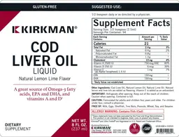 Label for Cod Liver Oil Liquid Natural Lemon Lime Flavor