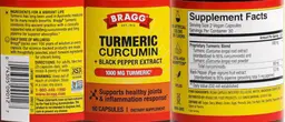 Label for Turmeric Circumin 1000 mg + Black Pepper Extract
