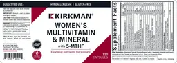Label for Women's Multivitamin & Mineral with 5-MTHF