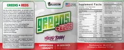 Label for Greens + Reds Mixed Berry
