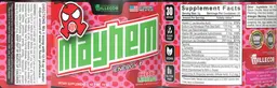 Label for Mayhem Energy Cherry Limeade