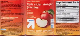 Label for Apple Cider Vinegar Gummies 500 mg