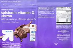 Label for Calcium + Vitamin D3 Chews 650 mg/12.5 mcg Chocolate Flavor