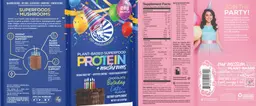 Label for Protein + Mushrooms Chocolate Birthday Cake Flavor